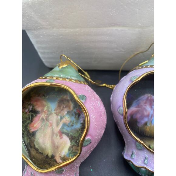 Set of 3 Bradford Editions Xmas Enchanted Garden Lisa Jane Fairy Ornaments 2000 - Picture 4 of 5